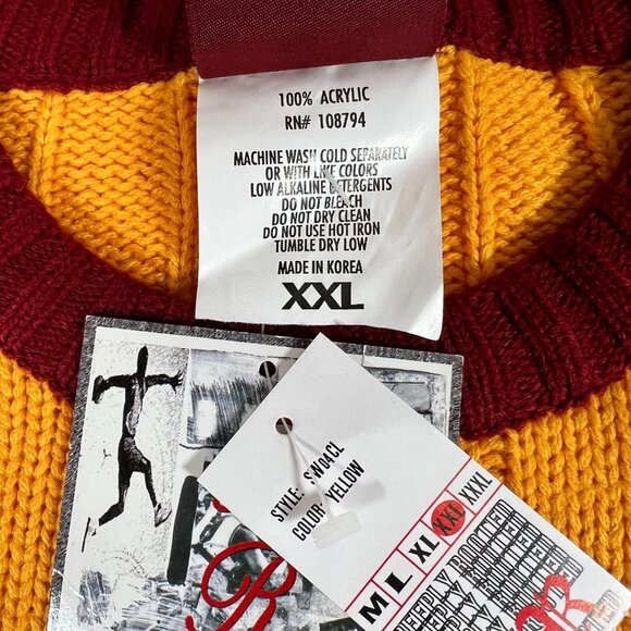 Vtg Deeply Rooted Mens Yellow Cleveland 34 NBA Basketball Knit Sweater Size 2XL - Picture 13 of 16